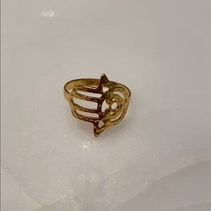 Gold Hamza Hand Ring